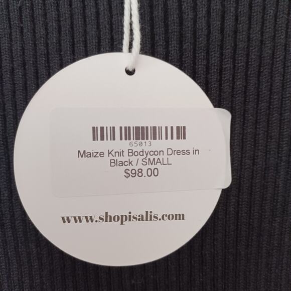 NWT Isalis Maize Midi Dress Ribbed Black Size S Quiet Luxury Bodycon - Picture 11 of 12